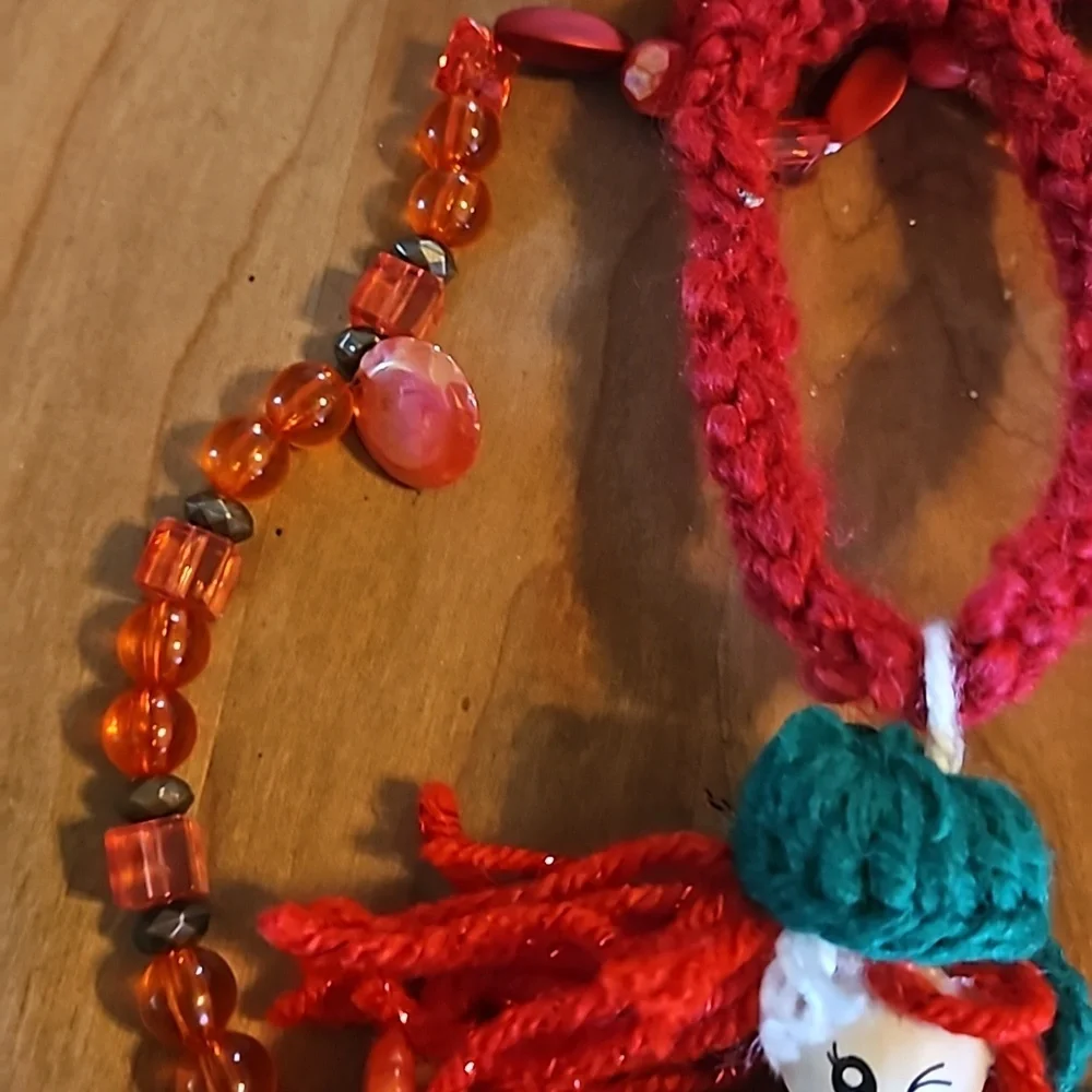 Hand Crafted Crochet Angel Handmade Christmas ornament Upcycled beads white gift - Picture 6 of 17